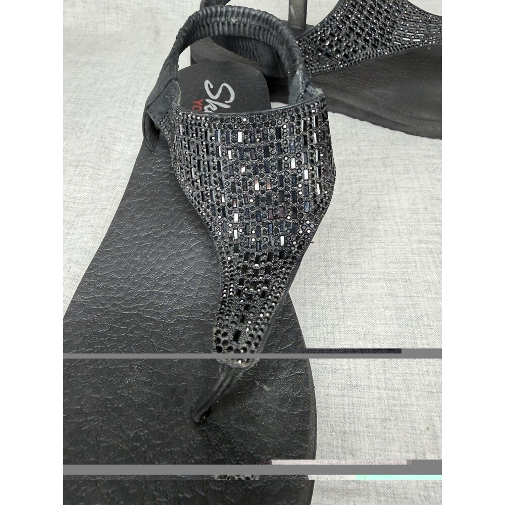 Skechers Sandals Womens 9 Meditation Black Rock Crown Slingback Flats 31560 - Picture 3 of 10